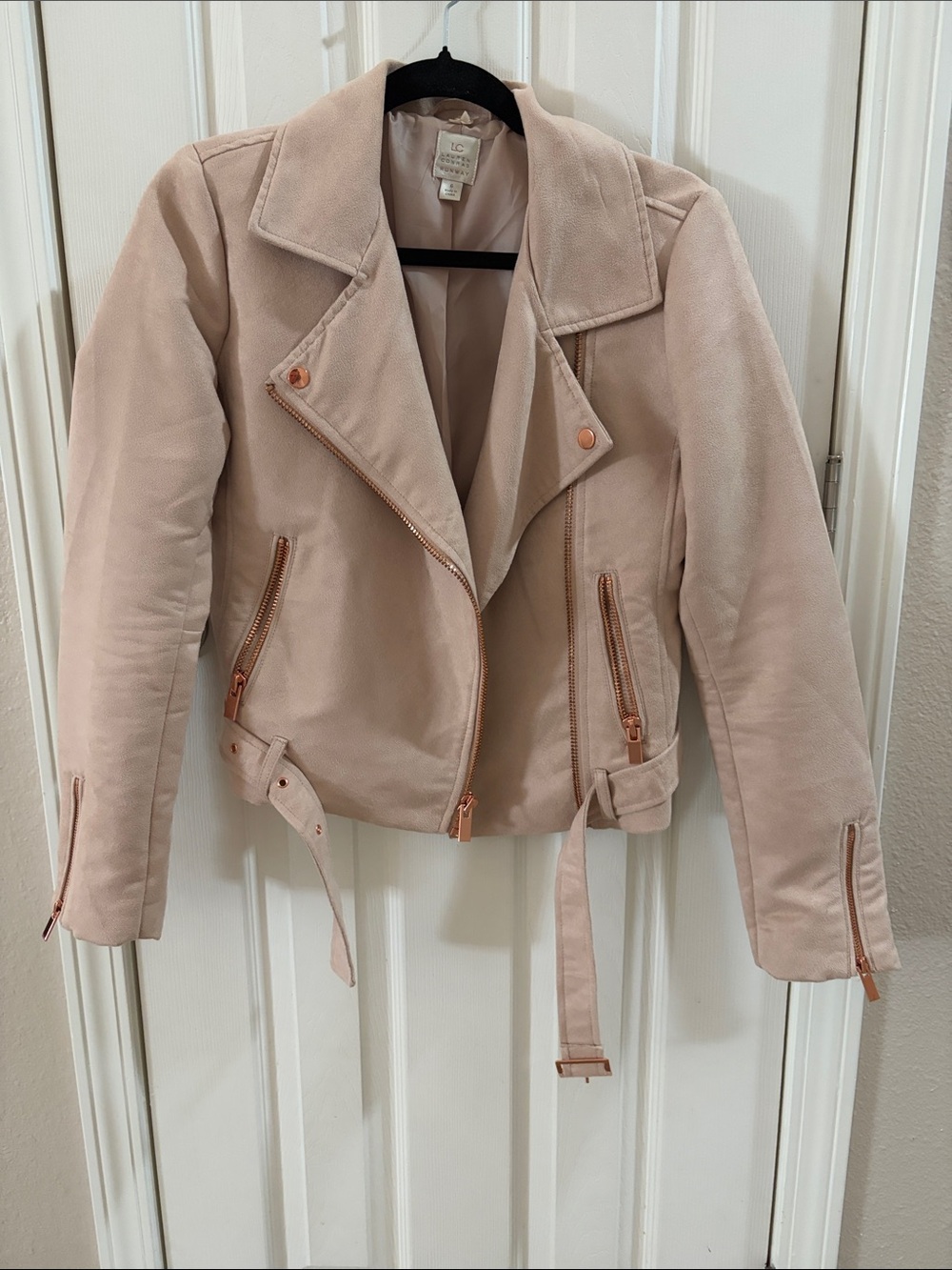 LC Lauren Conrad Dusty Blush Moto Jacket with Rose Gold Hardware